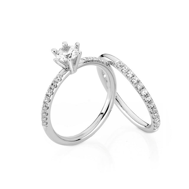 Julie 0,49 ct diamanter, Sidostensring | Vigsel / Förlovningsring