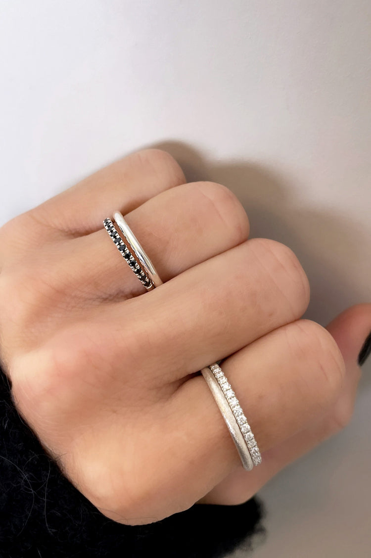 Mila Combo Thin Silverring, Frost | 925 silver