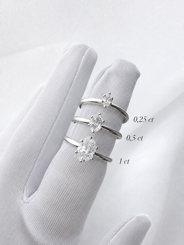 June 0,5 ct Ovalem Diamanten, Trauring/Verlobungsring