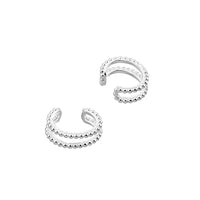 Double Beaded ear cuff, silver