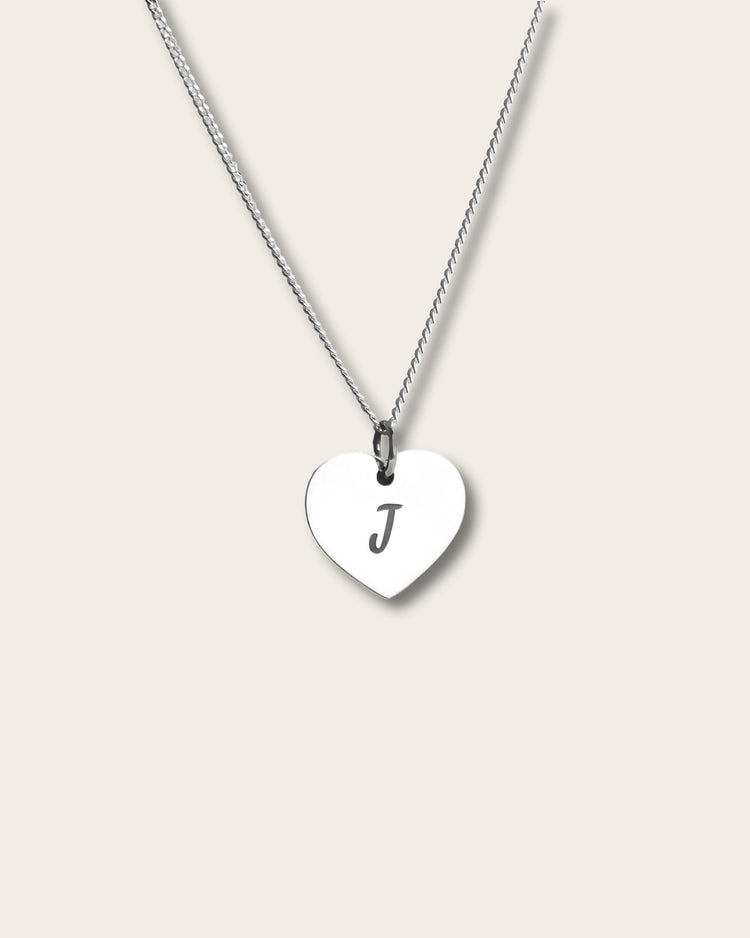Plain Heart necklace, engraved letter A-Z
