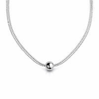 Silverhalsband till dam med dubbla kedjor som går genom en silverkula. 