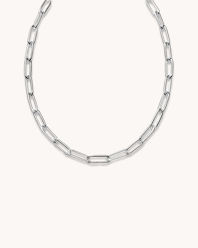 Kedjehalsband i äkta silver med ovala länkar, Paperclip chain. 