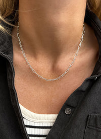 Bokstavshalsband A-Z Paperclip Kedja | 925 silver