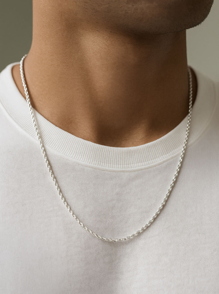Mila Man Kedja halsband silver, Rope Chain / Cordell 50 cm