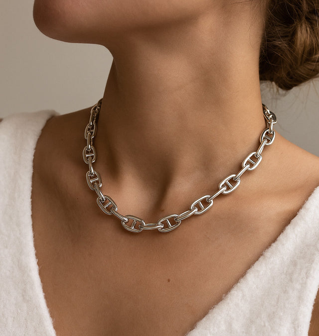 Anchor Chunky Chain Halskette, Silber