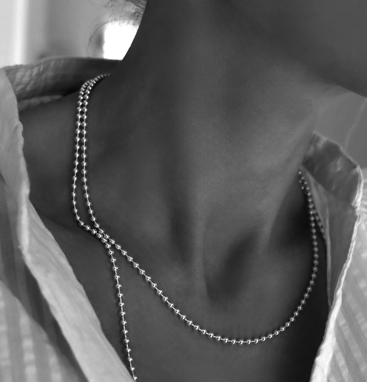 Beaded Chain Halsband silver, 3 mm
