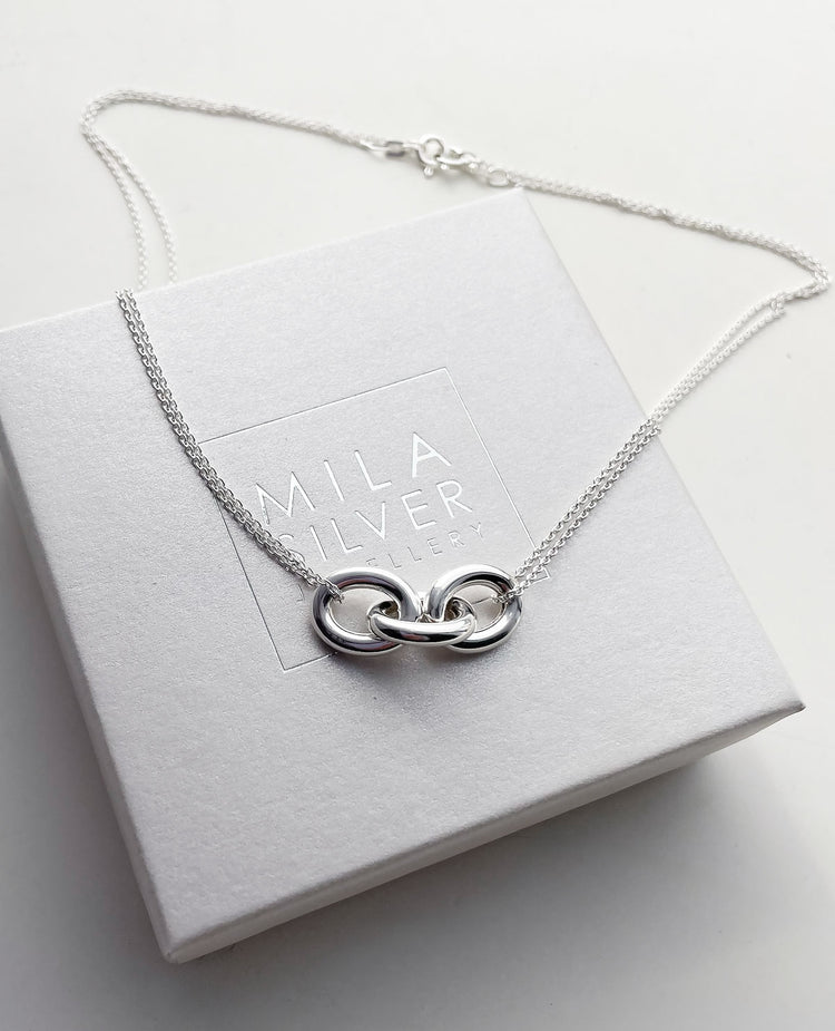 Chunky 12 mm Link Halsband, silver