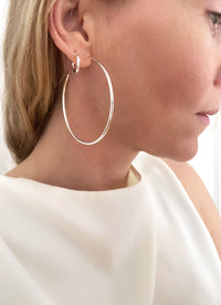 XL Plain Hoop örhängen silver, ringar 6 cm