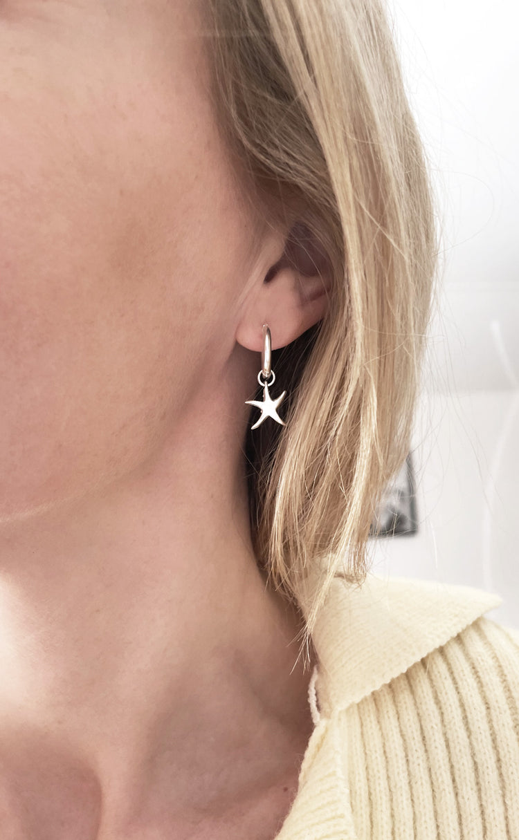 Starfish Hoops, silver