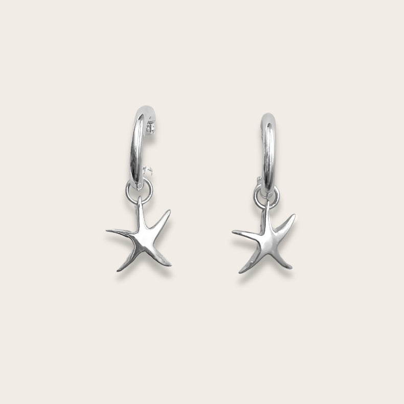 Starfish Hoops, silver