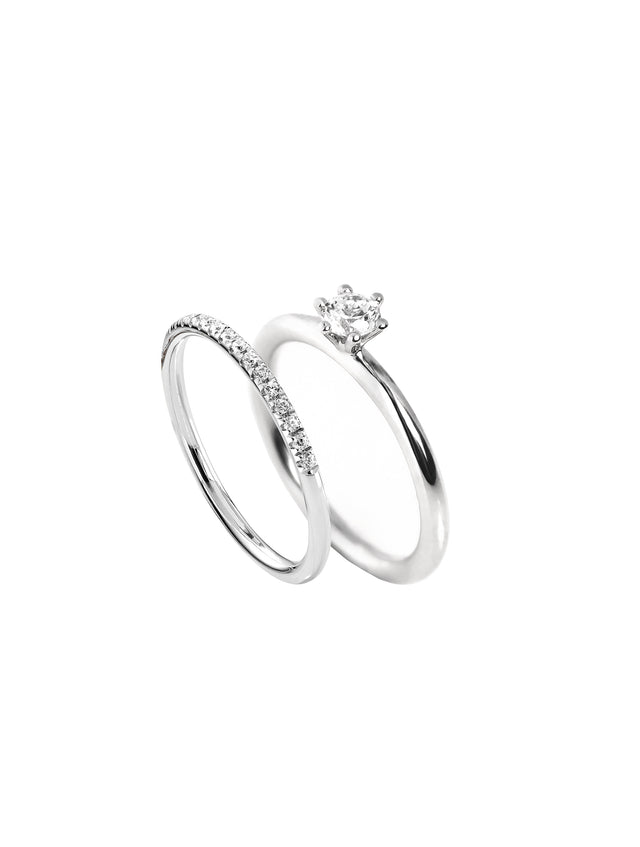 Vigsel / Förlovningsring Par, Julie 0,25 ct. + Elise diamantring