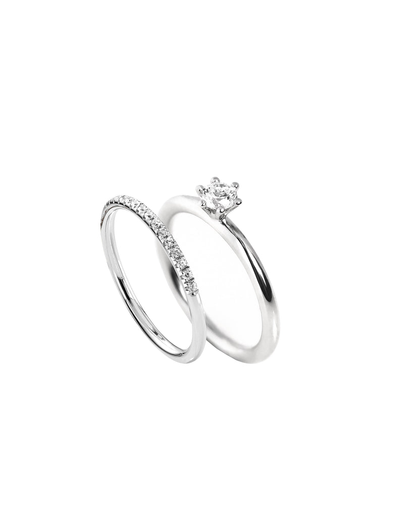 Vigsel / Förlovningsring Par, Julie 0,25 ct. + Elise diamantring