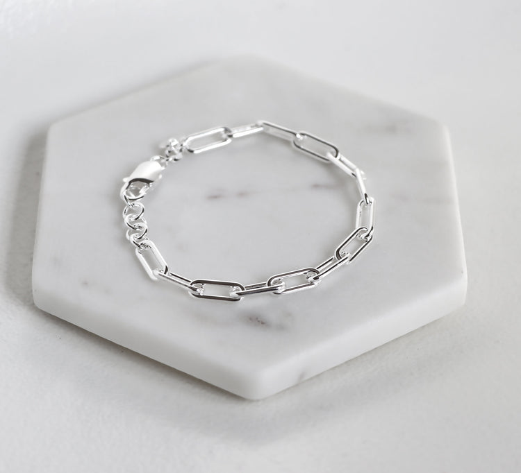 Paperclip Kedja Rund, armband silver