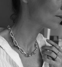 Chunky Chain Paperclip 10 mm, Halsband kedja silver