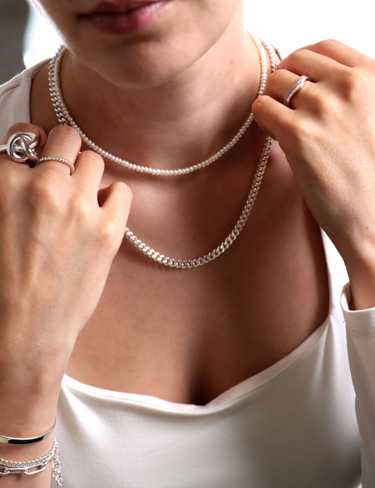 Button Choker Pearl Necklace, Freshwater Pearls