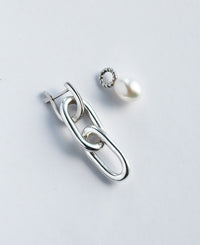 Paperclip Links & Pearls örhängen | 925 silver