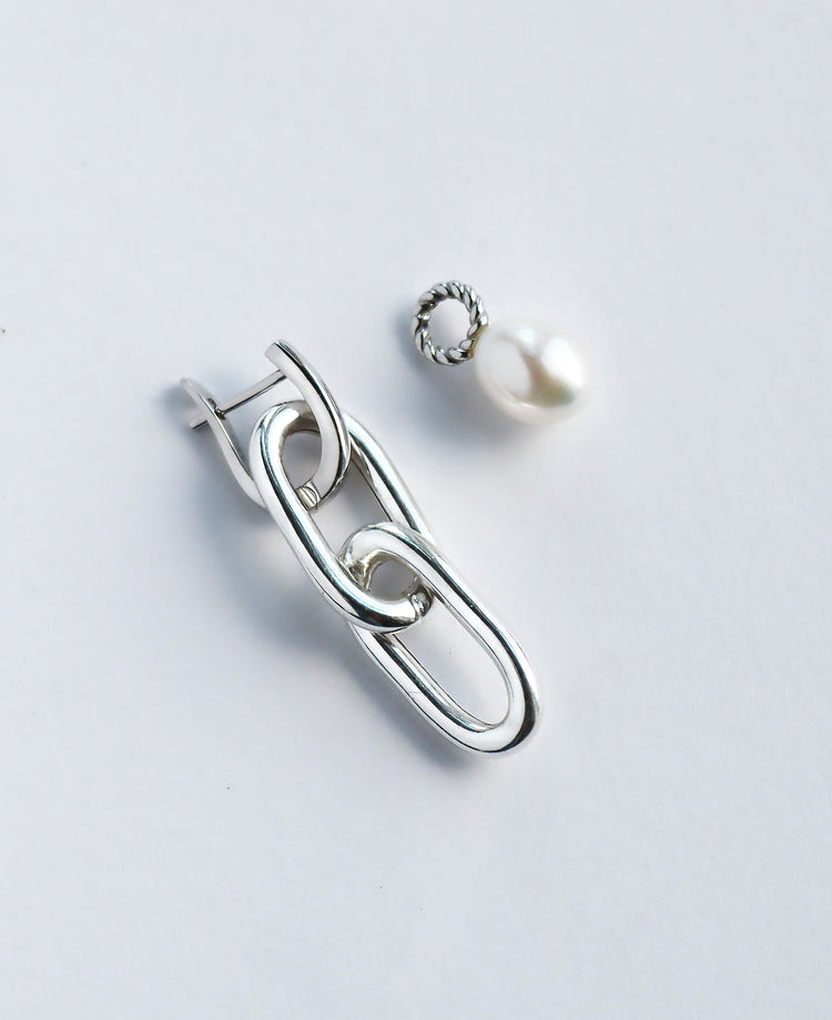 Paperclip Links & Pearls örhängen | 925 silver