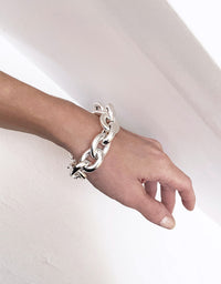 Mega Chunky Chain Armband, silver 18 mm