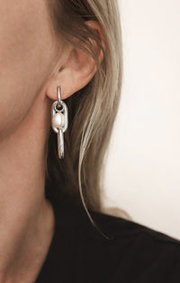 Paperclip Links & Pearls örhängen | 925 silver
