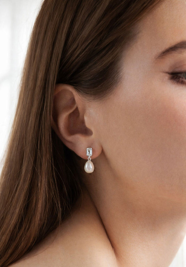 Deco Pärlörhängen silver