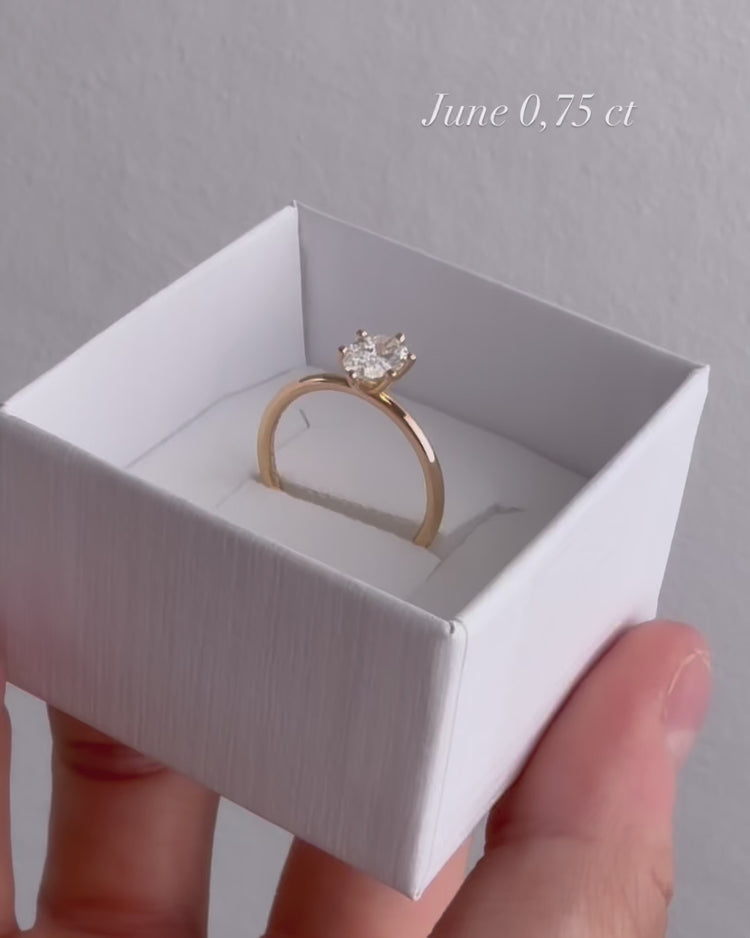 June Diamantring Oval Diamant, Vigsel / Förlovningsring | 18k. guld