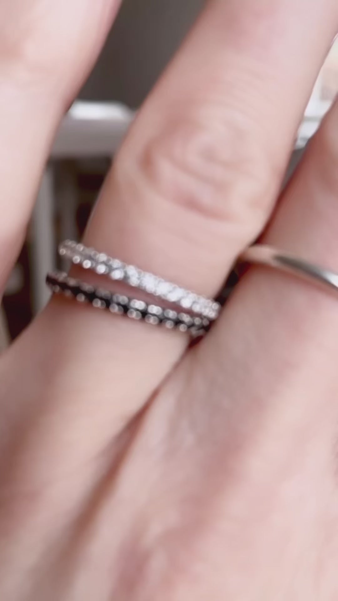 SET WEDDING & ENGAGEMENT RINGS, Black and White Diamond Eternity rings