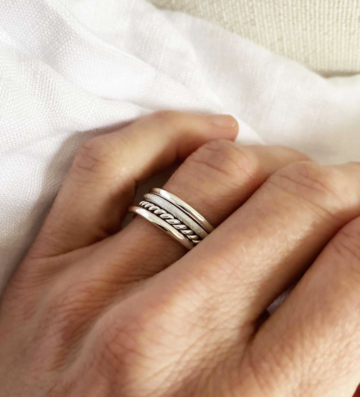 Mila Combo Thin Silberring, Frost | 925 Silber