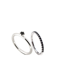 Set Julie/Elise Wedding & Engagement ring, Black diamonds