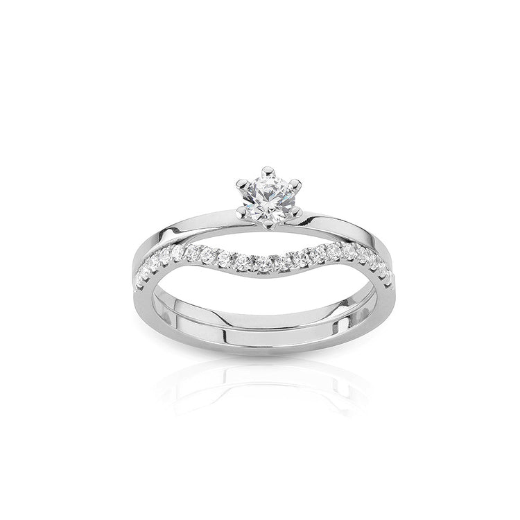 Line Alliansring Diamantring | 18k. Vitguld