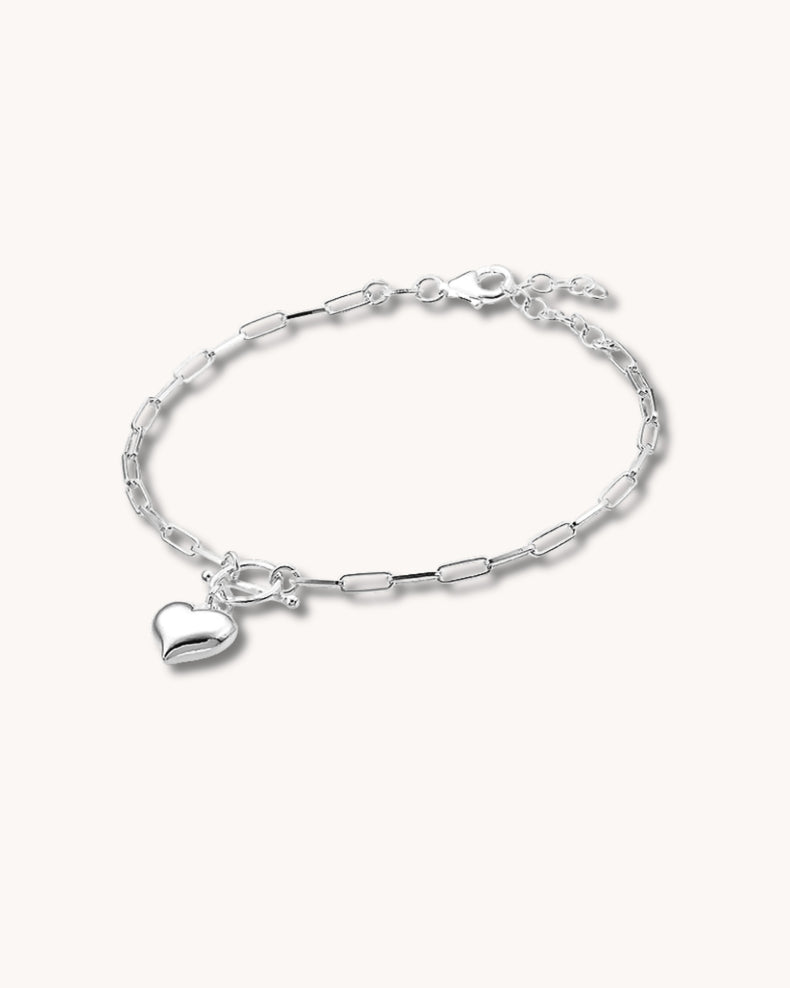 Heart Chain armband, silver
