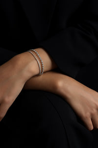 Beaded Chain Armband, silver 3 mm