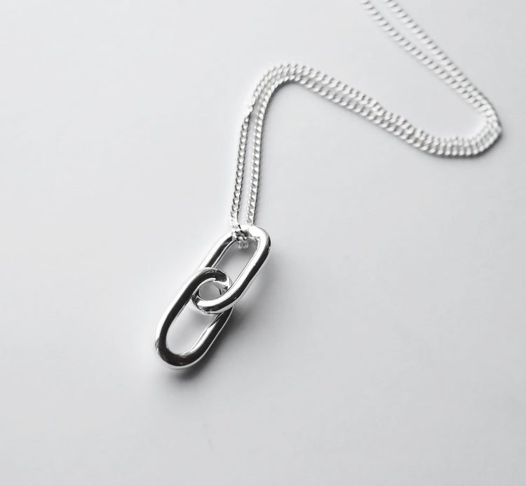 Chunky Paperclip Links Halsband, silver