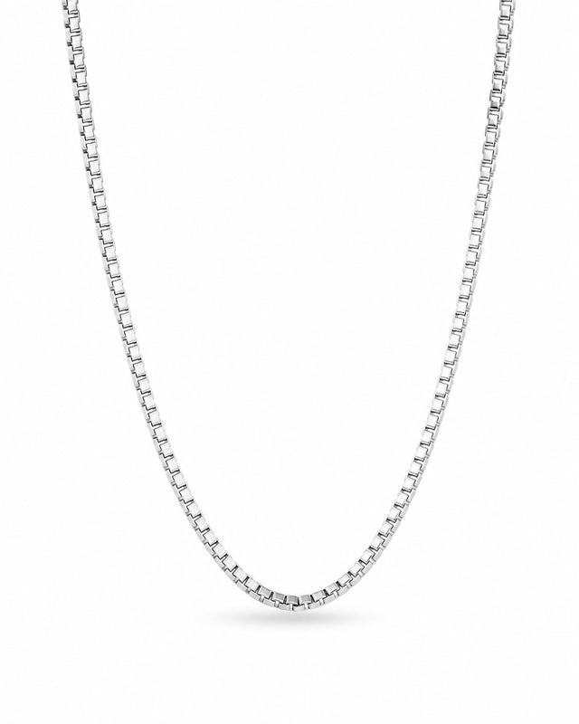 Halsband, silverkedja, Box kedja / Venezia kedja 1,5 mm bred. 40-80 cm