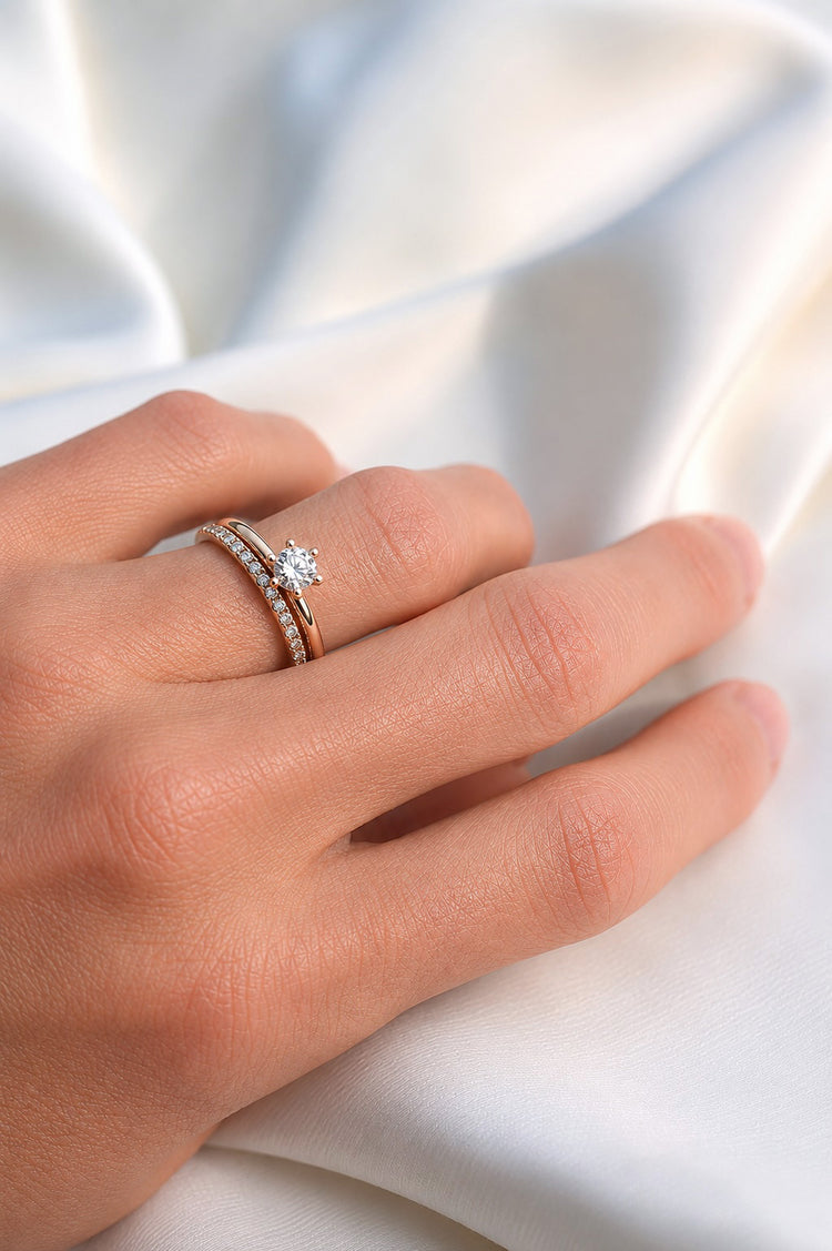 Elise Alliansring Diamantring, Vigselring / Förlovningsring | 18k. guld