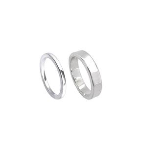 Par FÖRLOVNINGSRINGAR silver, Plain Rak 2 mm + 5 mm - Mila Silver