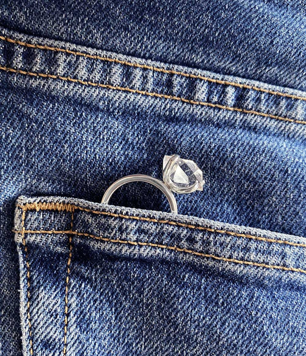 Uncut Herkimer Diamond ring, large - Mila Silver